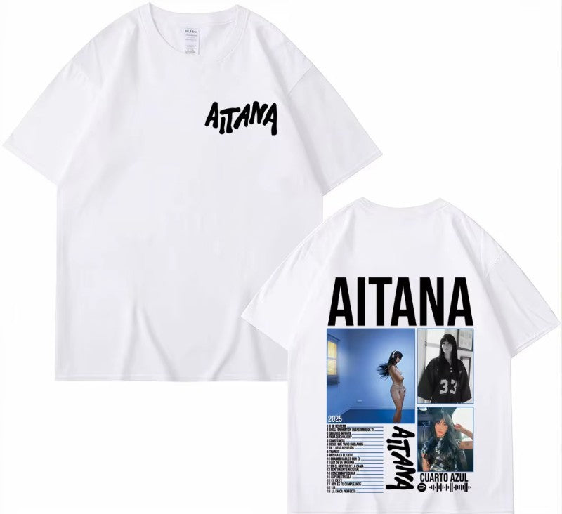 Singer Aitana Cuarto Azul Tour Graphics T Shirts Men Women Harajuku Fashion Aesthetic Short Sleeve T-shirt Cotton Tee Shirt