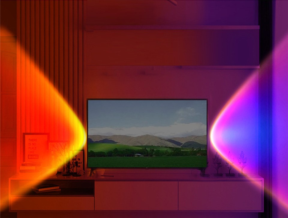 1x USB Sunset Lamp LED Rainbow Neon Night Light Projector Photography Wall Atmosphere Lighting for Bedroom Home Room Decor Gift
