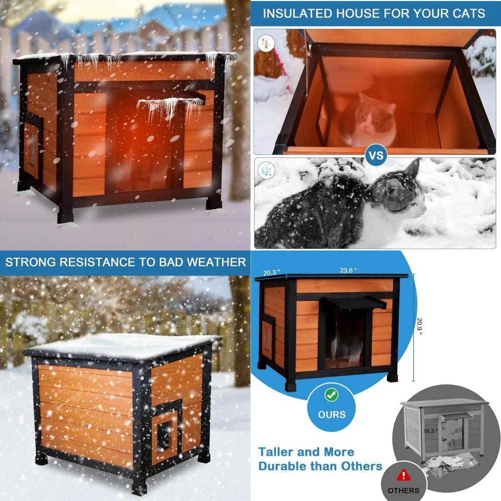 Casinha de Gato Externa Impermeável e Isolada para Gatos de Rua - Abrigo de Espuma para Todas as Estações com Opções Duplas de Fuga