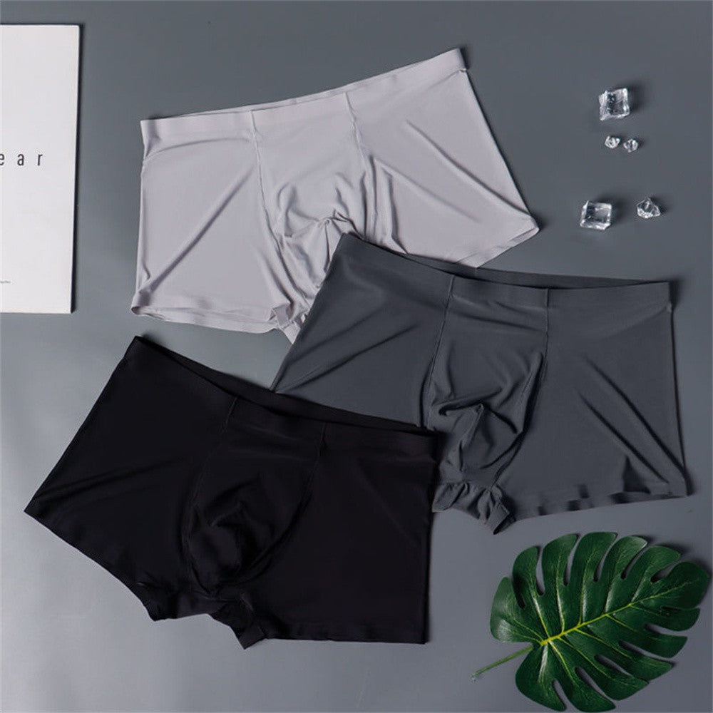 3PCS High Quality Men's Ice Silk Underwear Summer Thin Breathable Seamless Panties Sexy Male Underpants Plus Size