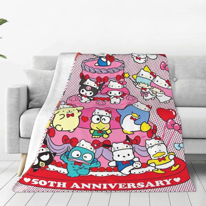 Christmas Hello Kitty Blankets Quality Warm Throw Blanket Winter Travel Office Couch Bed Graphic Bedspread