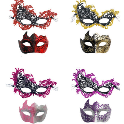 2PCS/set Couple Masks Lace Women Mask Men Painted Half Face Mask Eye Mask Set Party Masquerade Wedding Decoration Costume Prom