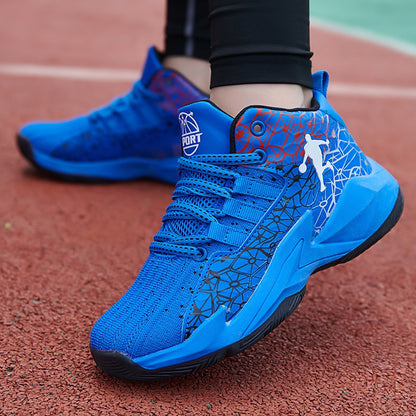 Children‘s Basketball Shoes Non-slip Breathable Basketball Training Sneakers Lace-up Boys Girls Basketball Boots Athletic Shoes