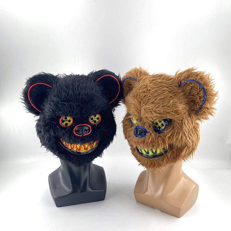 Novelty LED Bloody Furry Bunny Rabbit Bear Mask Realistic Scary Horror Killer Adult Masquerade Cosplay Costume Accessory