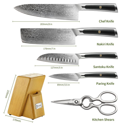 Facas Damasco Sunnecko 1-6Pcs/Set Faca de Cozinha Ultra Afiada com Núcleo VG10 Fio de Corte Utilitário Cutelo do Chef Santoku Fatiar Descascar