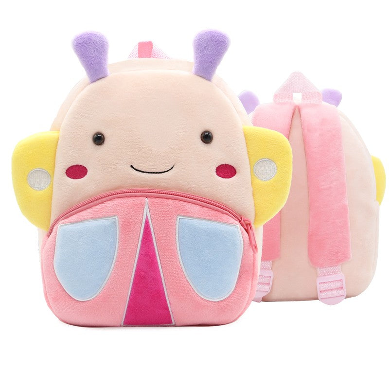 Mochila escolar para meninas, mochila infantil fofa de borboleta rosa de pelúcia, mochila escolar para jardim de infância