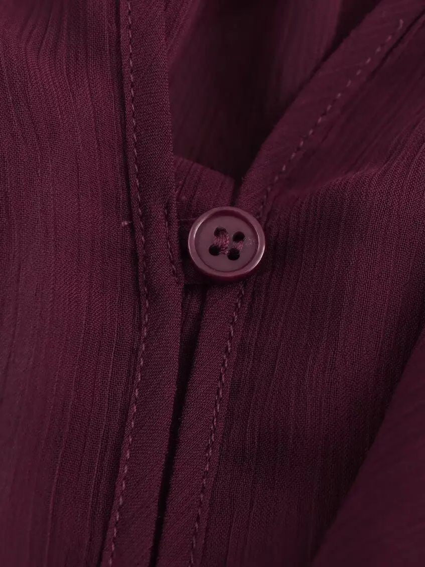 2025 Summer Chic Women's Elegant Loose Long Sleeve Layered Shirts Office Lady Vintage V-neck Translucent Tierred Ruffles Blouses