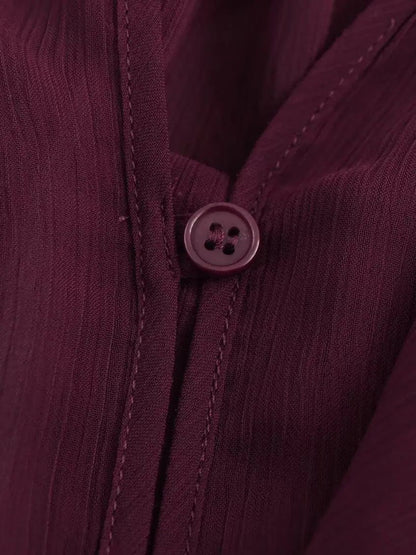 2025 Summer Chic Women's Elegant Loose Long Sleeve Layered Shirts Office Lady Vintage V-neck Translucent Tierred Ruffles Blouses