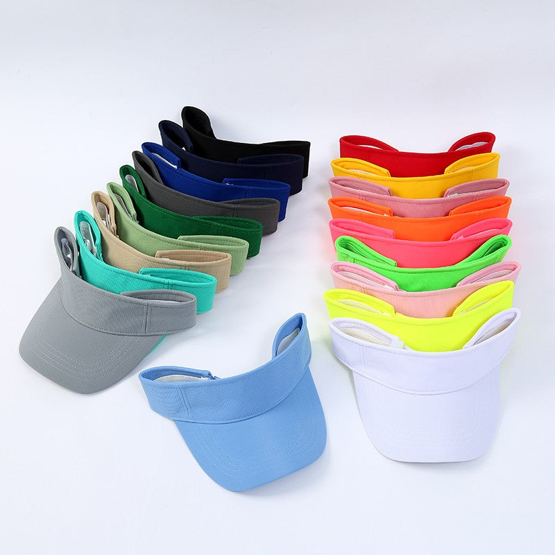 Men Women's Summer Sun Visor Hats Empty Top Solid Cotton Outdoor Sports Beach UV Protection Caps