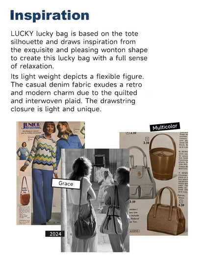 LEE Chinese Knot Denim Blue Women's Handbag Fashion Trend Daily Jeans Medium Size Tote Shoulder Bag for Ladies Commute Tote Bag