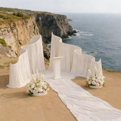 SMOOTH new trend metal wave arch curtain background curtain S-shaped fabric hanging curtain, suitable for wedding decoration