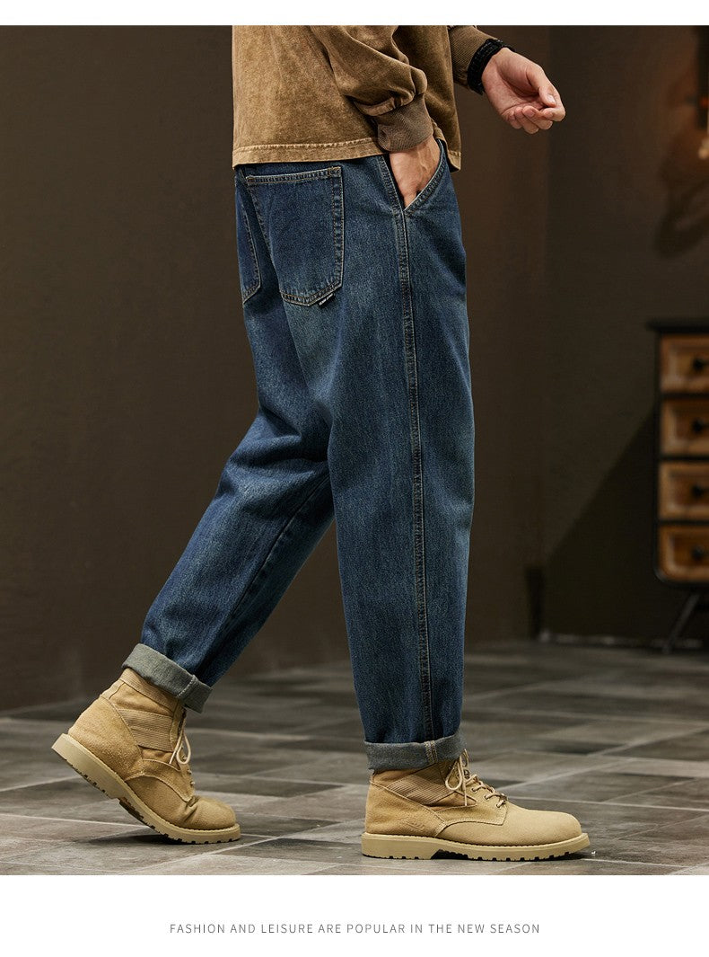 Men's 95% Cotton Jeans High Quality Loose Harem Pants Fashion Baggy Casual Outdoor Work Denim Pants Brand Men's Clothing