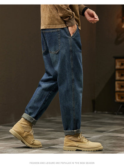 Men's 95% Cotton Jeans High Quality Loose Harem Pants Fashion Baggy Casual Outdoor Work Denim Pants Brand Men's Clothing