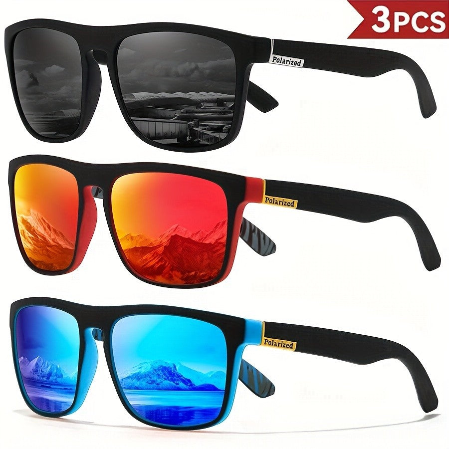 1-4PCS Men Classical Square Polarized Sports Sunglasses Lightweight PC Frame UV400 for Driving Fishing Cycling Unisex Durability