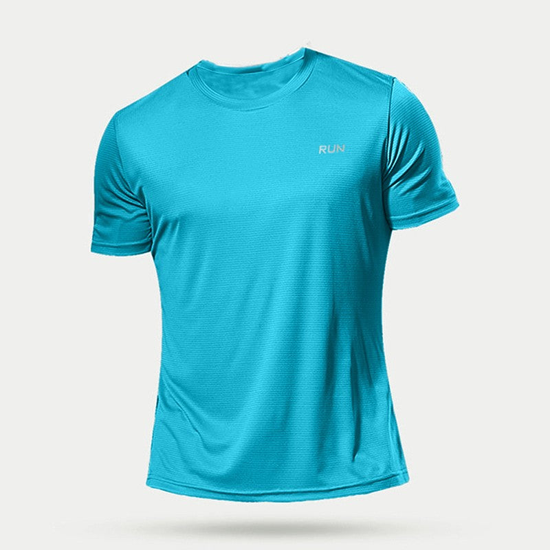 Men Fitness Gym t-Shirt Quick Dry Sport Running Shirts Man Short Sleeve Bodybuilding Top Training Football Jersey Man Sportswear