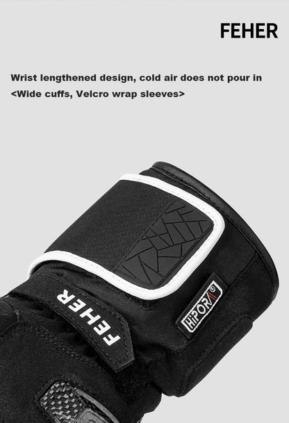 Luvas de Inverno FEHER para Moto Couro Touchscreen Quente Impermeável Junta de Dedo em Fibra de Carbono Luvas de Motociclismo