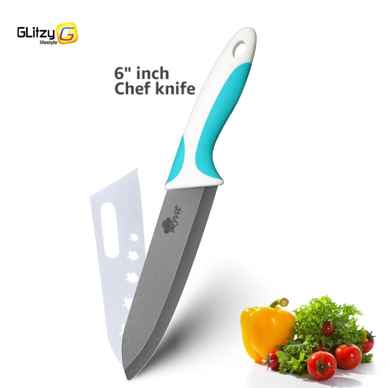 Faca de Cozinha Chef Inoxidável Faca de Cerâmica para Frutas Faca Utilitária Doméstica para Fatiar Legumes Lâminas Pretas Afiadas para Cozinhar