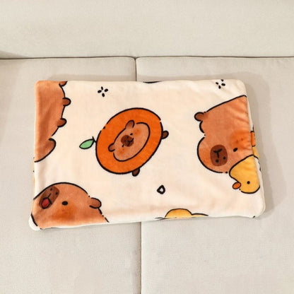 Cartoon Capybara Blanket Warm Flannel Nap Blanket Soft Comfortable Pillowcase Sofa Bed Sleeping Blanket Bedspread Girl Soft