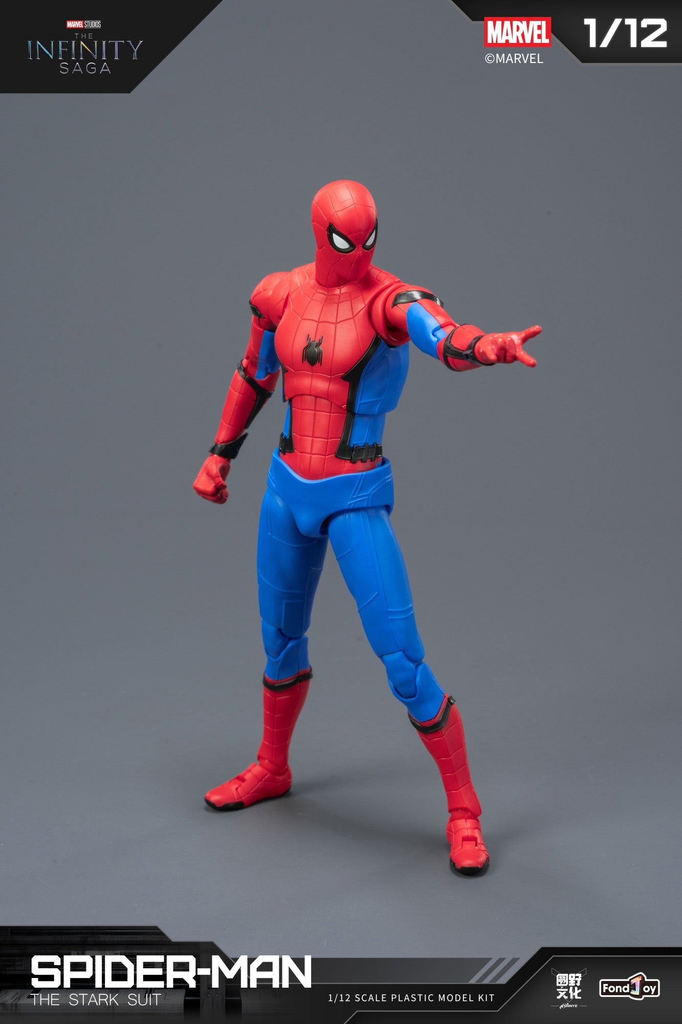 Kit de Modelo Homem-Aranha Fondjoy Escala 1/12 Figura de Ação Articulada Traje Stark da Saga do Infinito Brinquedo Infantil de Presente