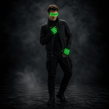 LED Glowing Gloves with Fluorescent Show, Creative Personality, Halloween, Christmas, Stage, DJ Singer, Performing, Personality
