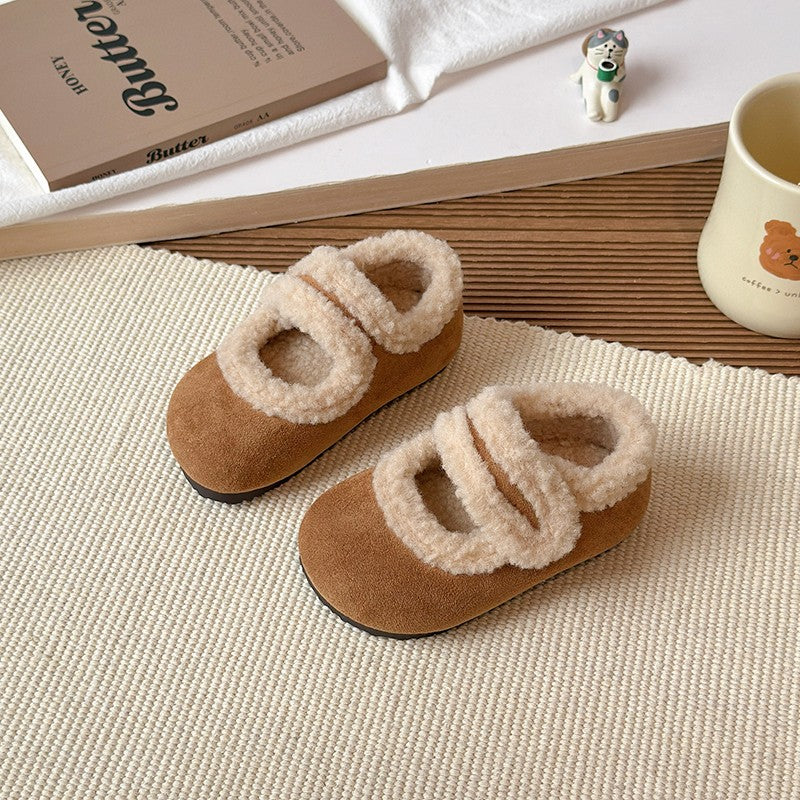 Children's Cotton Shoes 1-18 Years Old Beige Padded Thickened Boys Girls Walking Shoes Brown Soft Bottom Non-slip Kids Fur Shoes