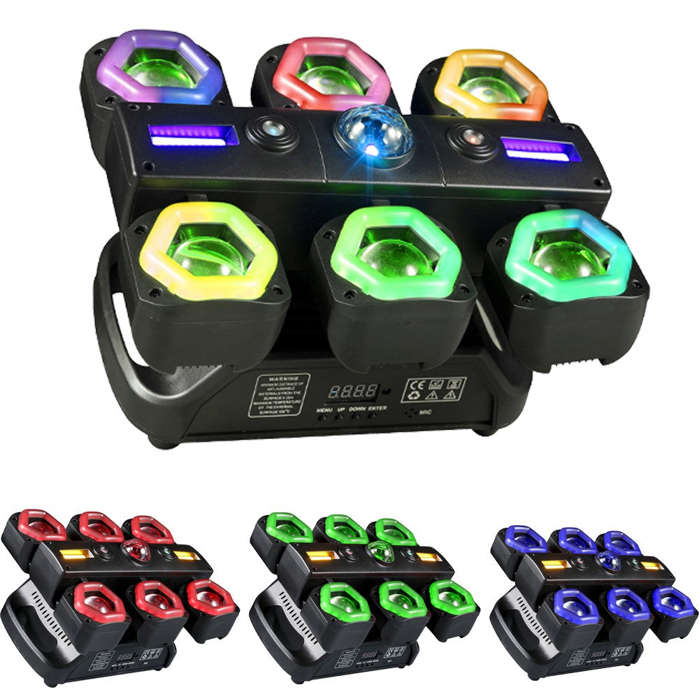 New 120W 6*15W Beam Effect Moving Head RGBW Wash for Dj Disco Party Wedding Show Bar Golden Light Bluemoon Pro Stage Lighting