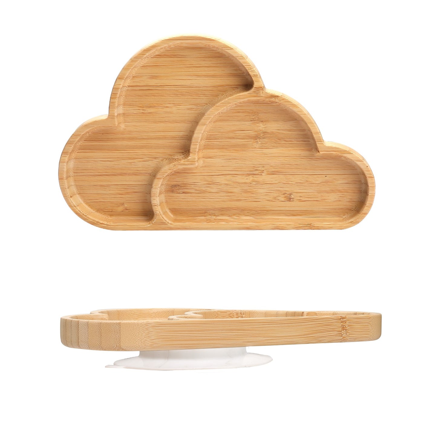 Wooden Baby Feeding Bowl Cartoon Elephant Clouds Bamboo Kids Feeding Dinnerware With Silicone Suction Cup Anti-hot Tableware