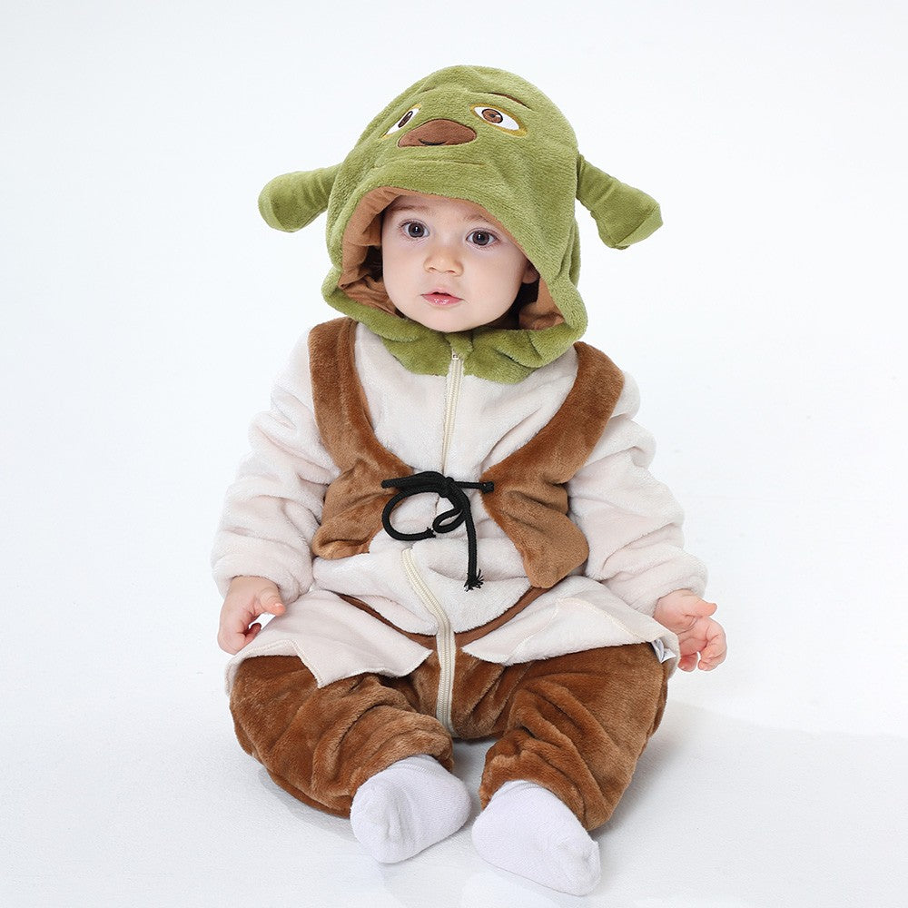 Kawaii Costume for Child Kid Baby 0-3 Years Cute Green Monster Jumpsuit Winter Warm Onesie  Anime Cosplay Kigurumis Outfit 2024