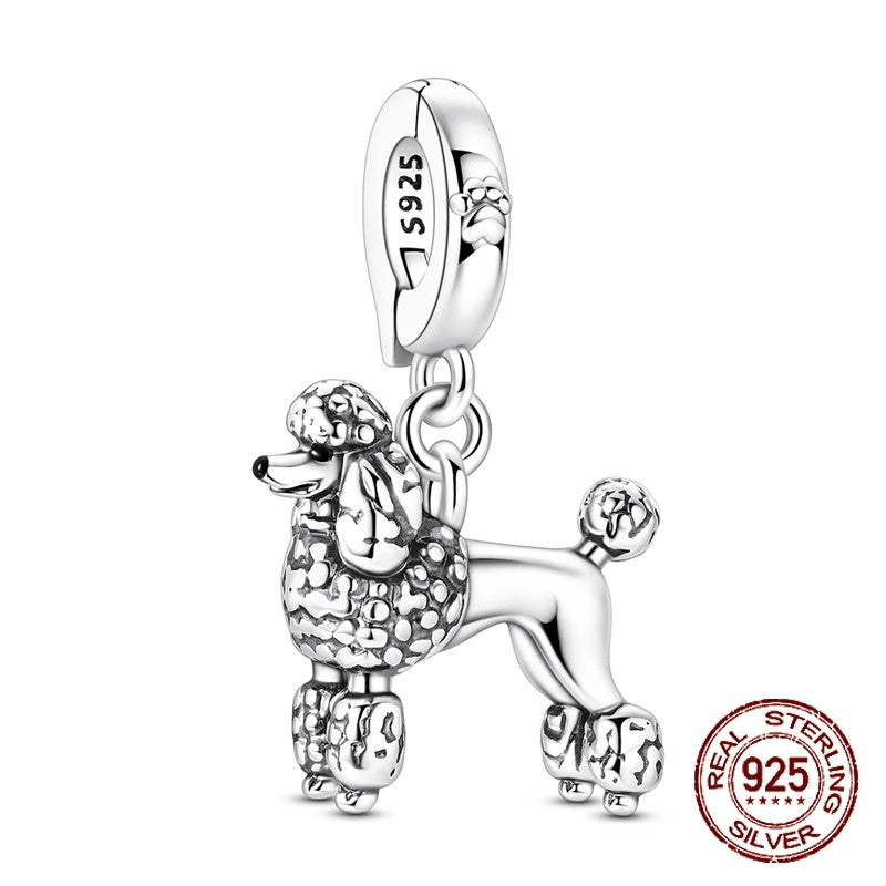 925 Sterling Silver Dog Charms French Bulldog Poodle German Shepherd Beagle Dachshund Pendants Fit Bracelets DIYJewelry Gift