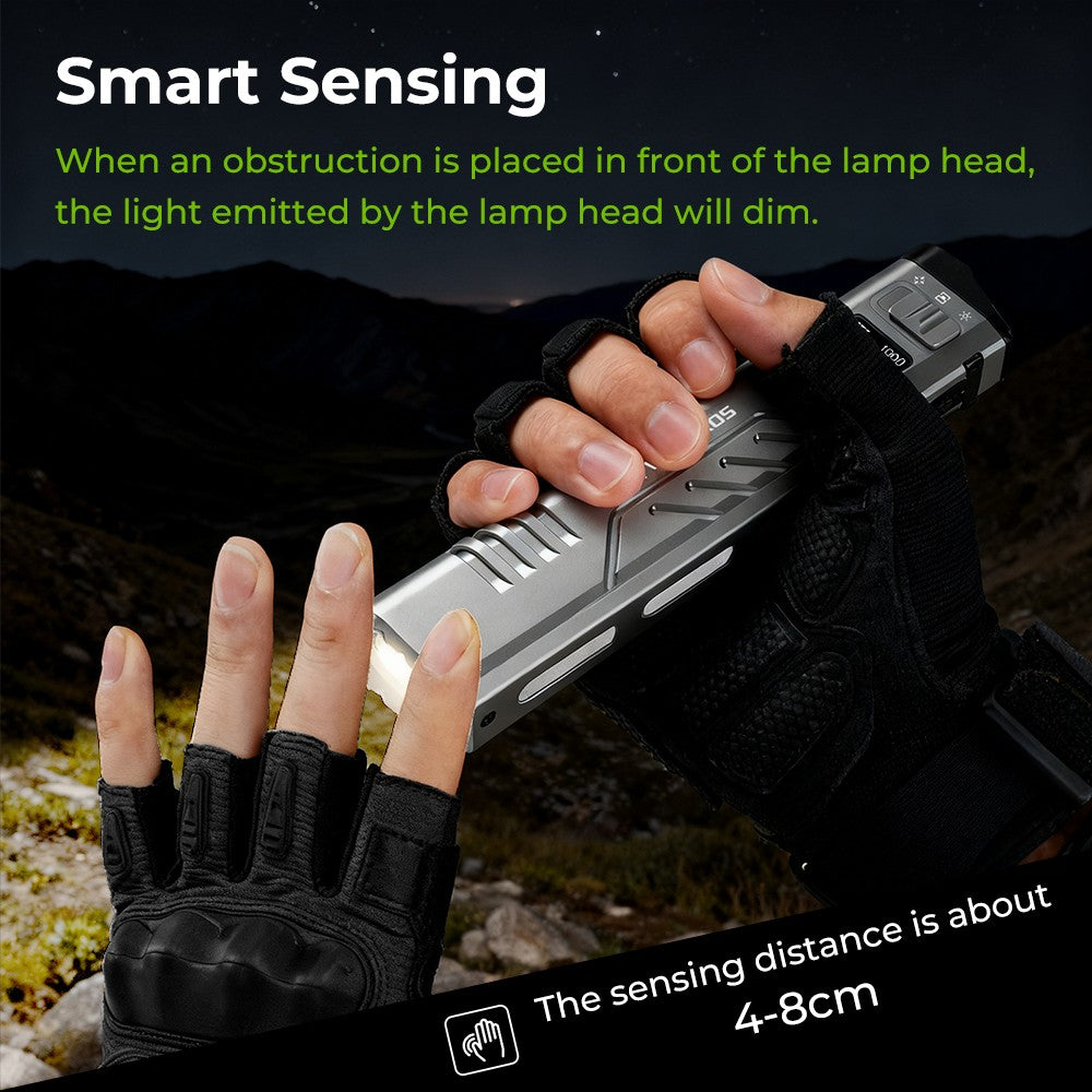 WURKKOS TD11 Tactical Flashlight 3000LM Innovative Multi-Function Portable LED Flashlight with Built-in Battery Portable Light