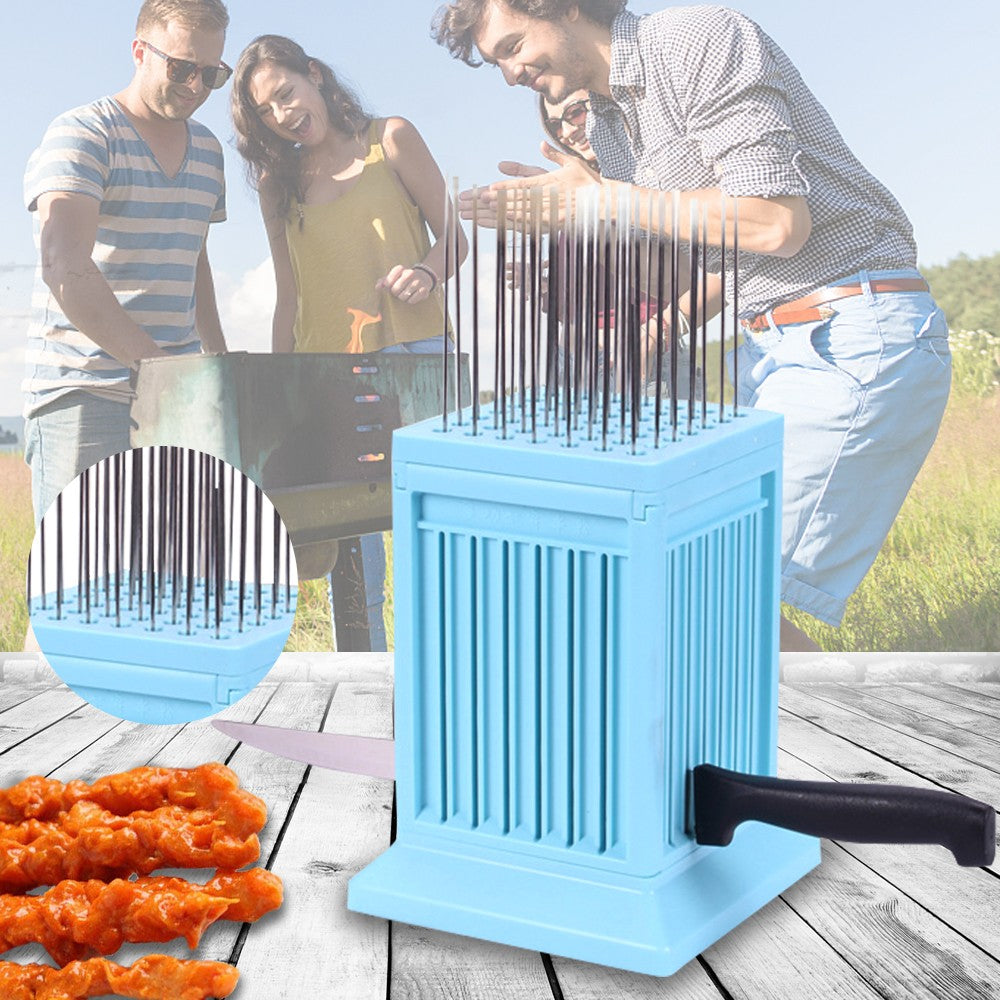 49 Holes Bbq Meat Skewer Maker Meat Cutter Lamb Beef Barbecue Skewer Portable Meat Skewer Maker Box Kitchen Barbecue Accessories