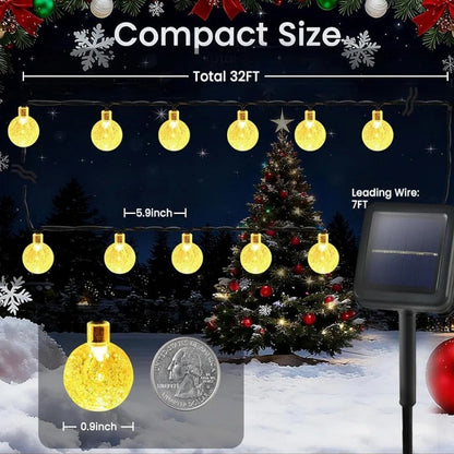 Outdoor Christmas LED String Lights - Waterproof Solar-Powered Decor - Perfect for Garden, Courtyard, Wedding & Terrace