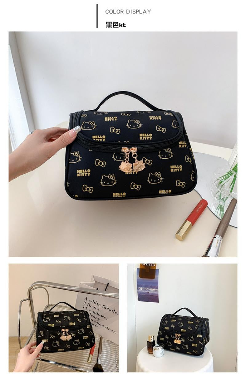 Hello Kittys Cosmetic Bag Cute Cosmetic Bag Girl Portable Large Capacity Travel Wash Up Skin Care Products Storage Bag