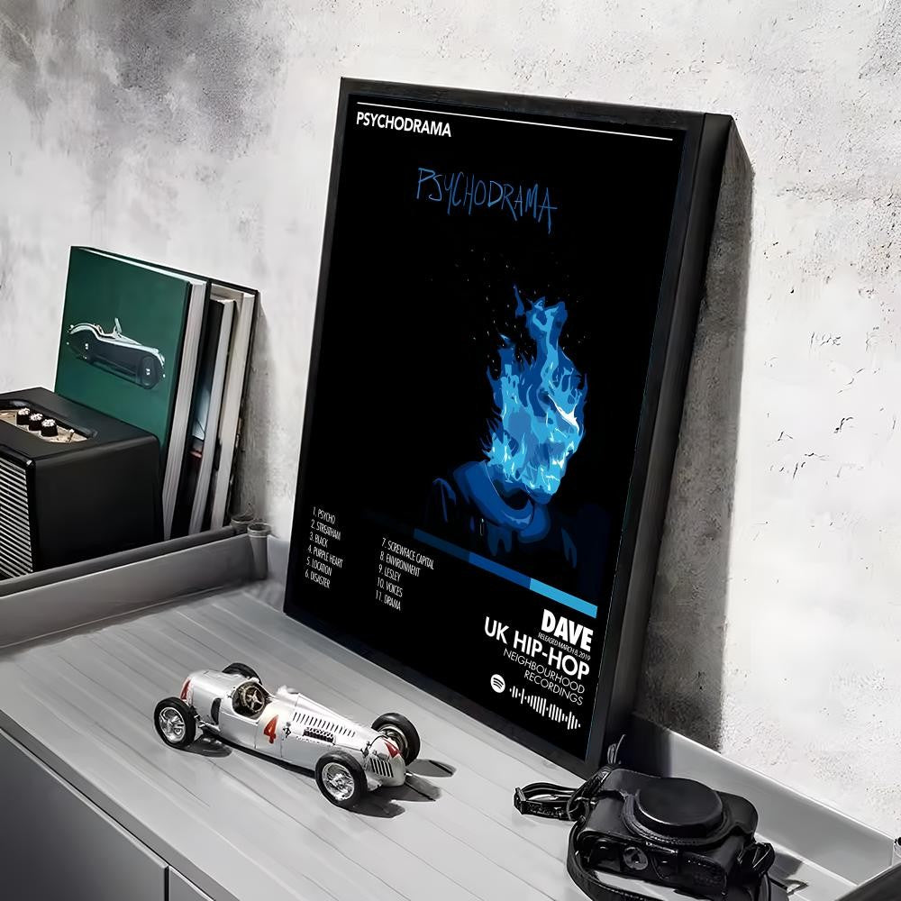 Rap D_Dave Album Painting Calligraphy Linen Canvas Poster Wall Prints for Living Room Bedroom Office Home Decoration