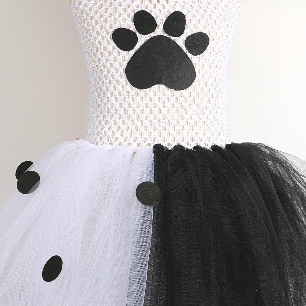 Dalmatians Dog Tutu Dress for Baby Girls White Black Spotted Dog Halloween Costumes Kids Puppy Outfits Children Animal Clothes