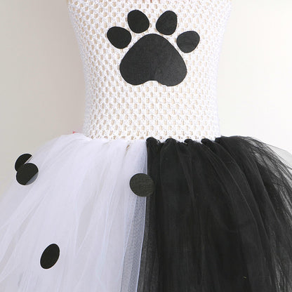 Dalmatians Dog Tutu Dress for Baby Girls White Black Spotted Dog Halloween Costumes Kids Puppy Outfits Children Animal Clothes