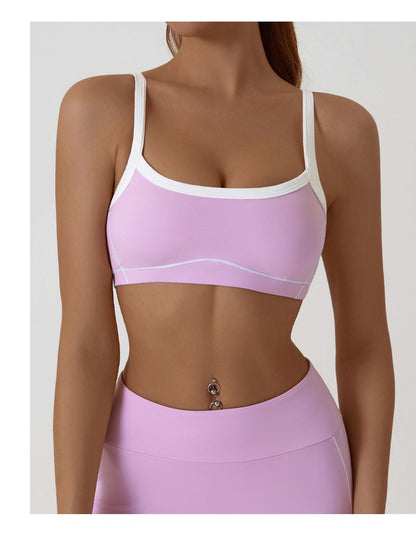 Yoga Sports Bra Color Clashing Shock Absorbing Brassiere Women Full Cup Breathable Gym Tube top Bra Yoga Workout Underwear