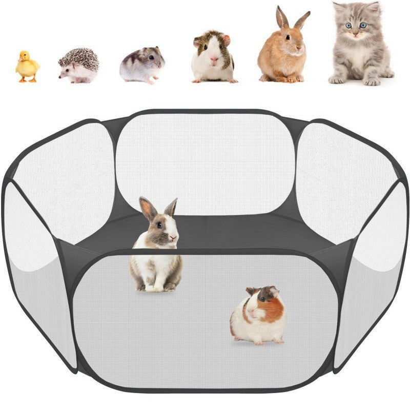 Cercado Portátil para Pequenos Animais Gaiola Transparente para Gatos e Cães Tenda Pet Cercadinho Dobrável Aberto Para Cães Hamsters Coelhos Porquinhos-da-Índia