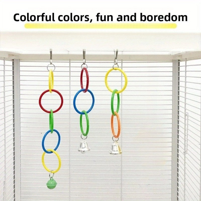 Brinquedo de Balanço Colorido para Papagaios Anéis de Escalada para Pássaros Papagaios Calopsitas Periquitos