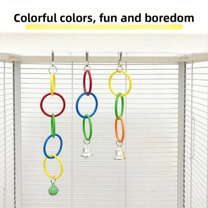 Brinquedo de Balanço Colorido para Papagaios Anéis de Escalada para Pássaros Papagaios Calopsitas Periquitos
