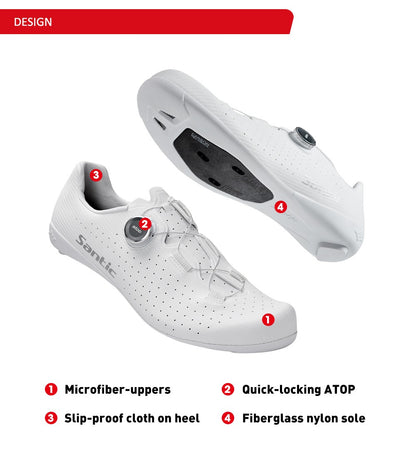 Santic Carbon Fiber Cycling Shoes Outdoor Wear Resistant Road Riding Sneakers Unisex Men Women Adjustable Pro Racing Bicyle Shoe