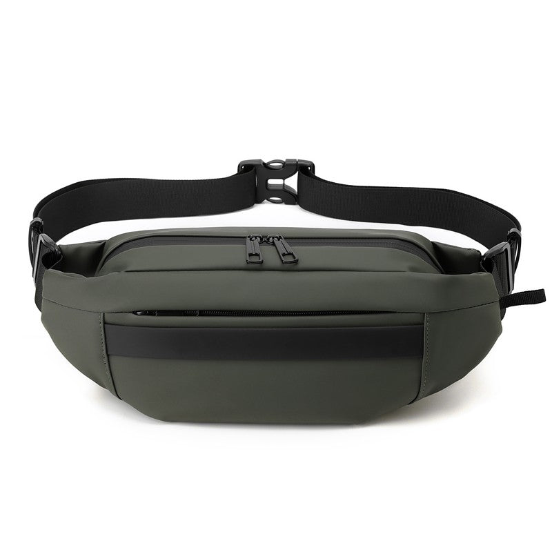 1 men's multifunctional sports waist bag - multi-layer zipper closure, adjustable chest bag, sports style crossbody bag