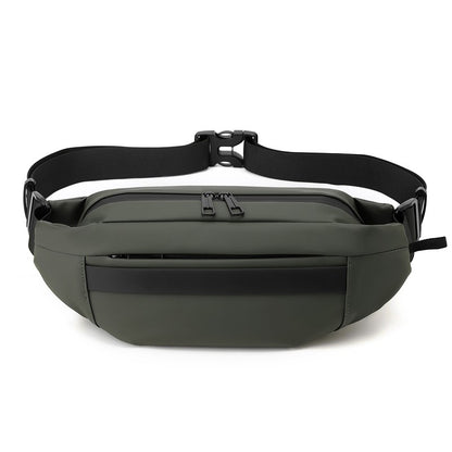 1 men's multifunctional sports waist bag - multi-layer zipper closure, adjustable chest bag, sports style crossbody bag