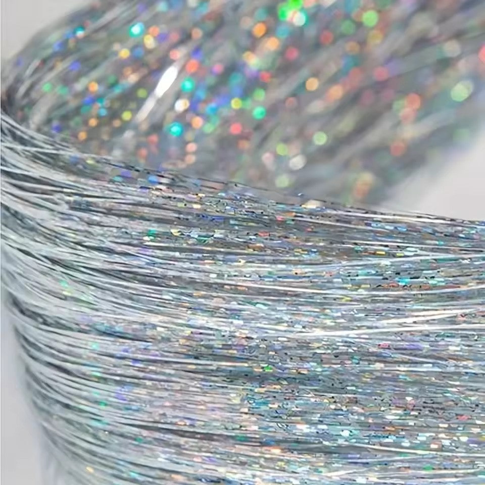 12Pçs Cabelo Sintético Tinsel 50cm com Presilha Glitter Tinsel Presilha de Cabelo Kit de Tinsel Resistente ao Calor Brilho Cintilante Cabelo de Fada