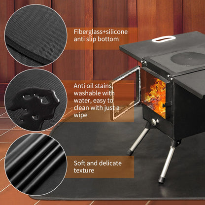 Fireproof Hearth Rug Flame Resistant Fireplace Rug Mat Half Round Floor Protective Rug Fiberglass Fireproof Wooden Stove Mat