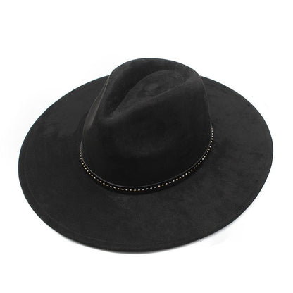 Suede Jazz Fedora Hats for Women Men 9.5cm Large Brim Woolen British French Felt Cap Ladies Elegant Fashion Knight Top Hat