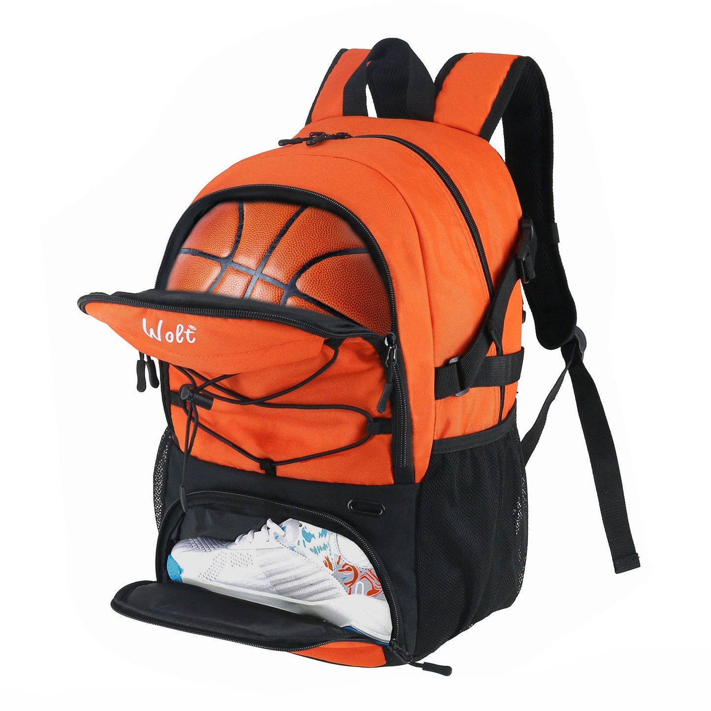 Wolt | Basketball Backpack Large Sports Bag with Separate Ball holder & Shoes compartment, Best for Basketball, Soccer, Voll