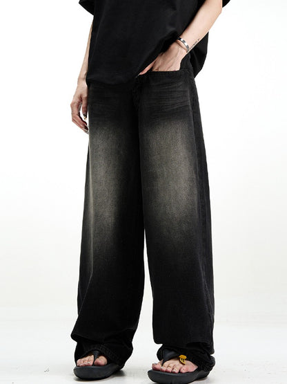 Calça Jeans Masculina Clássica Americana Hip Hop Rap Perna Larga Juventude Popular Masculina Reta Retrô Solta Calças Jeans Oversized