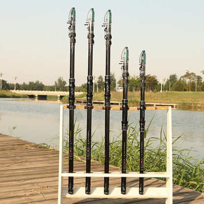 Cana de Pesca Telescópica de Carbono Portátil de 3,0M-4,5M, Vara de Pesca Giratória para Barco, Água Salgada, Água Doce, Surfcasting, Baitcasting