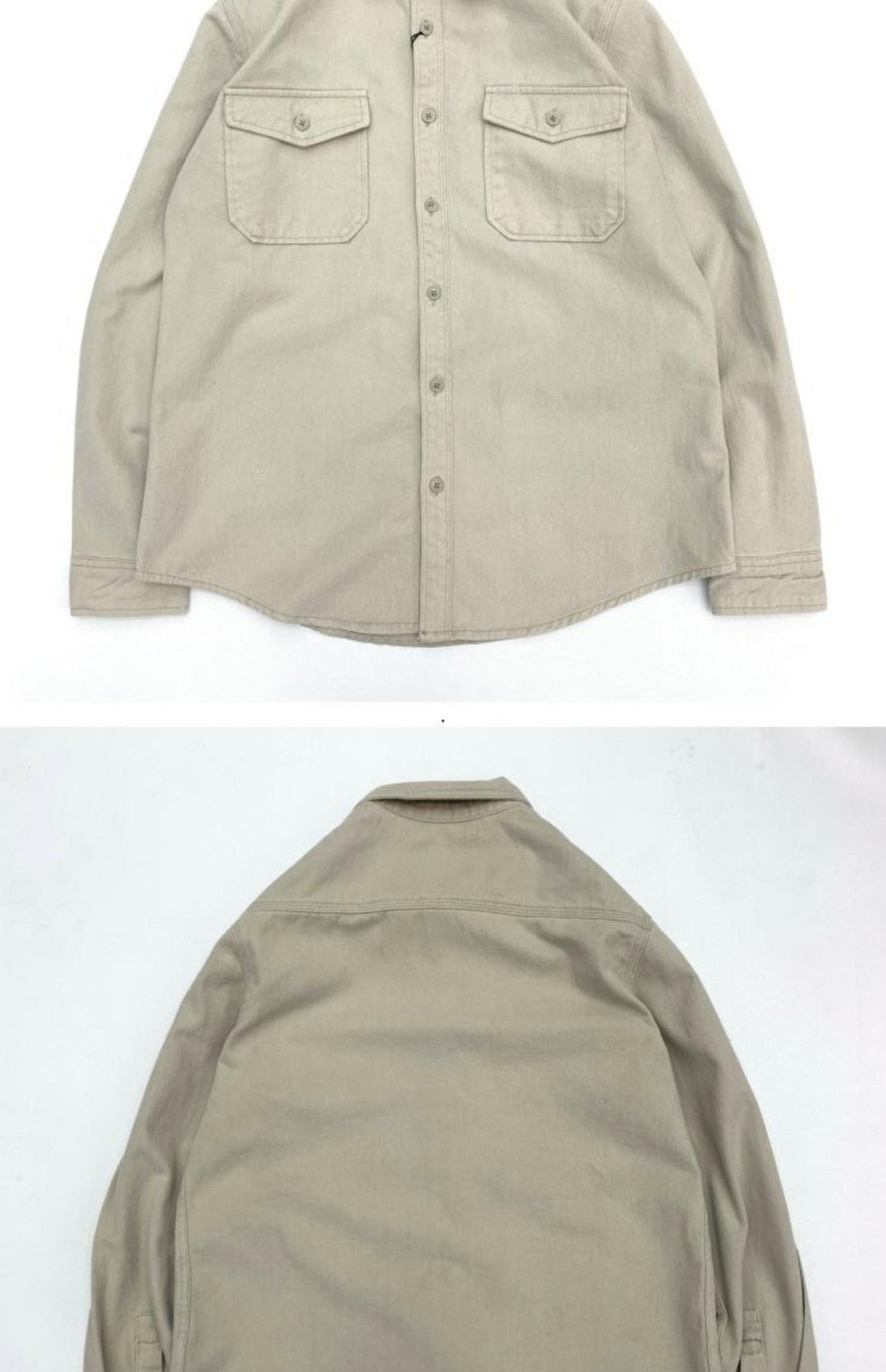 May Khaki heavy cargo double-pocket shirt men's cotton wash wool long-sleeved Japanese vintage loose coat